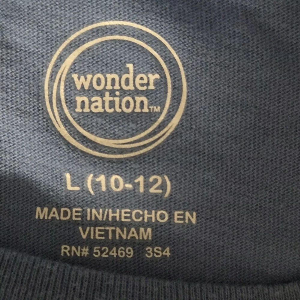 Wonder Nation Boys Size Large Short Sleeve Crew Neck T Shirt Blue